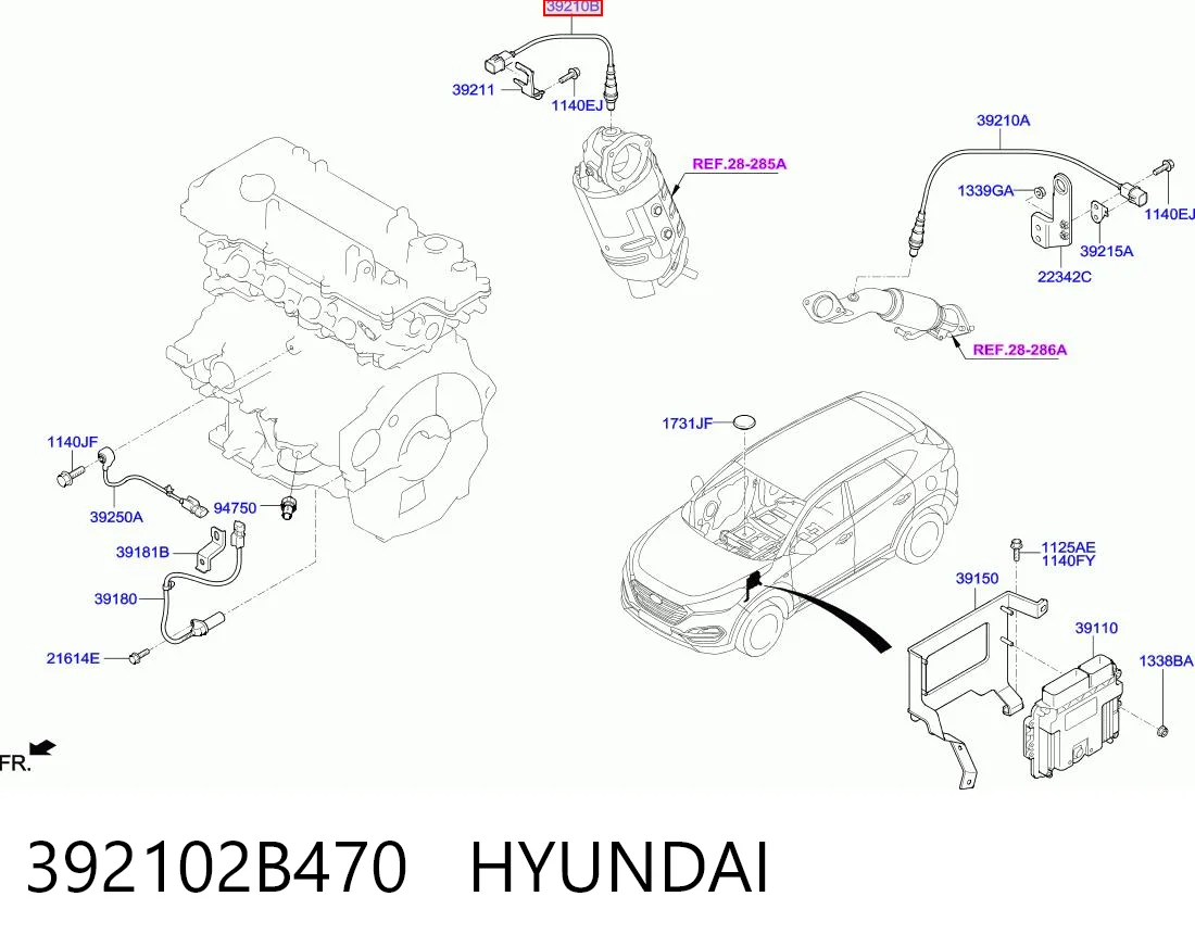 392102B470 Hyundai/Kia Лямбдазонд, датчик кисню до каталізатора