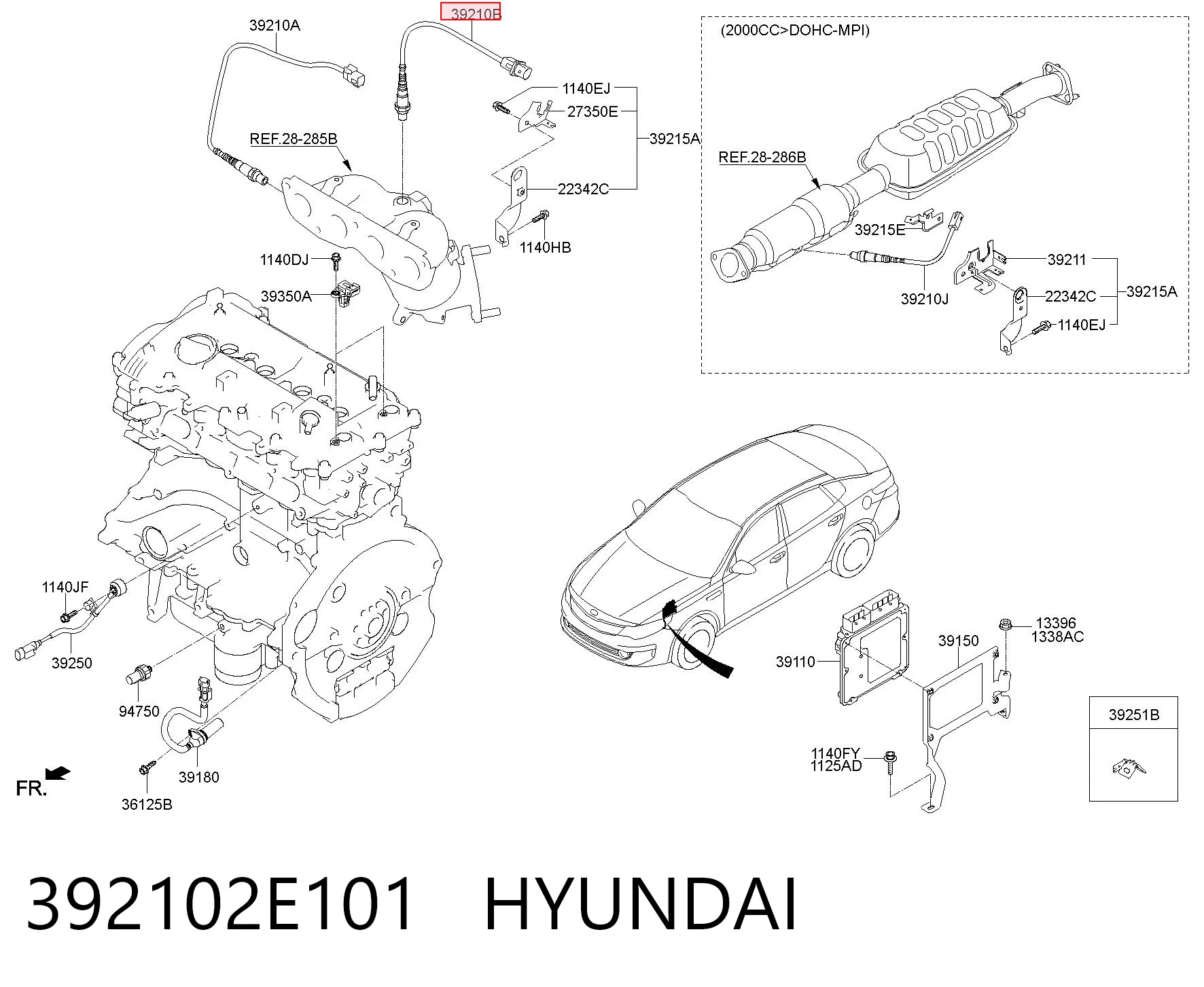 392102E101 Hyundai/Kia Лямбдазонд, датчик кисню до каталізатора