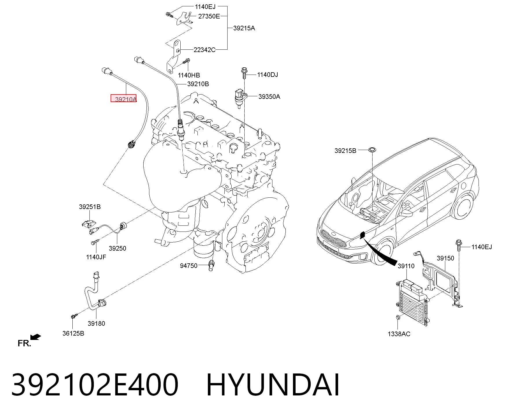 392102E400 Hyundai/Kia Лямбда зонд після каталізатора