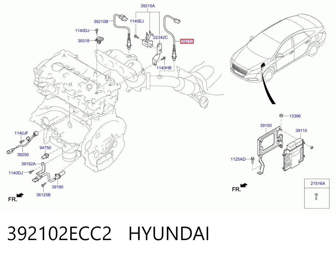 392102ECC2 Hyundai/Kia Лямбда зонд після каталізатора