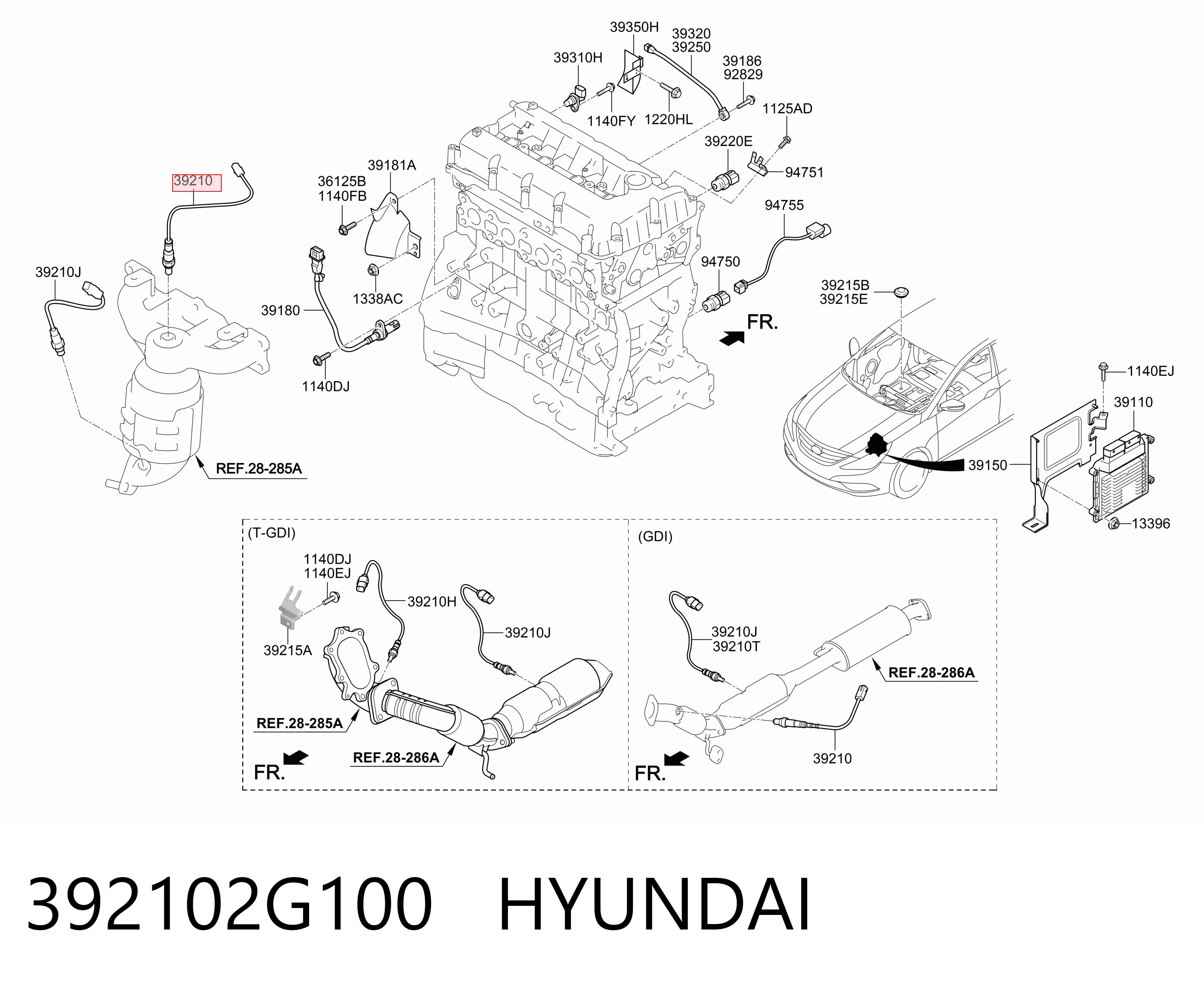 392102G100 Hyundai/Kia Лямбдазонд, датчик кисню до каталізатора