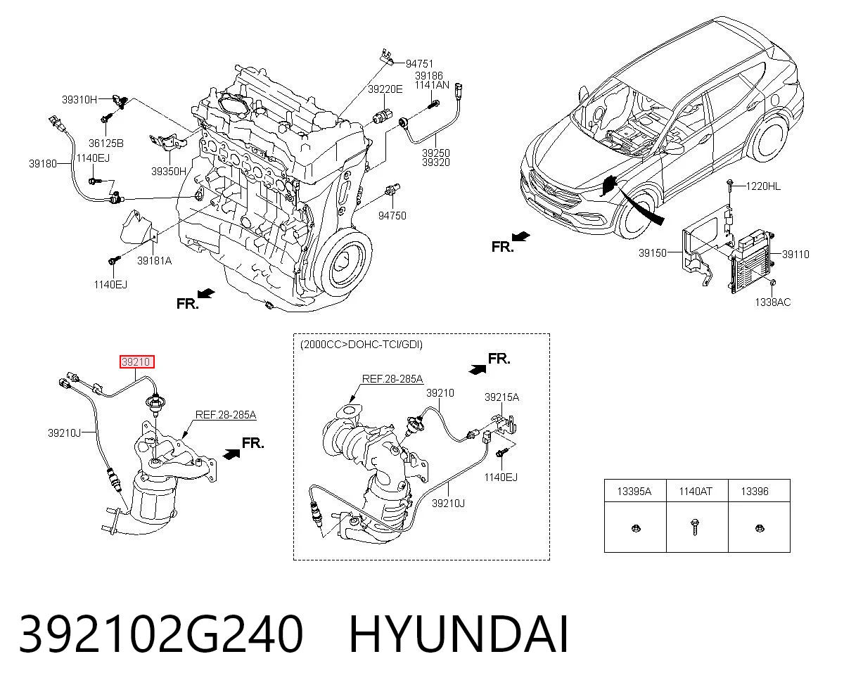 392102G240 Hyundai/Kia Лямбдазонд, датчик кисню до каталізатора