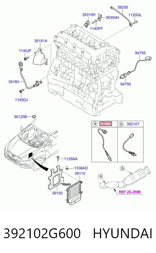 392102G600 Hyundai/Kia Лямбдазонд, датчик кисню до каталізатора