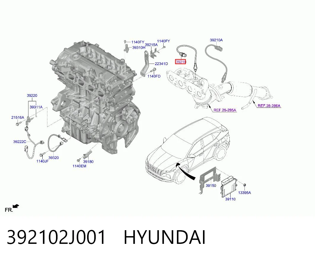 392102J001 Hyundai/Kia Лямбдазонд, датчик кисню до каталізатора