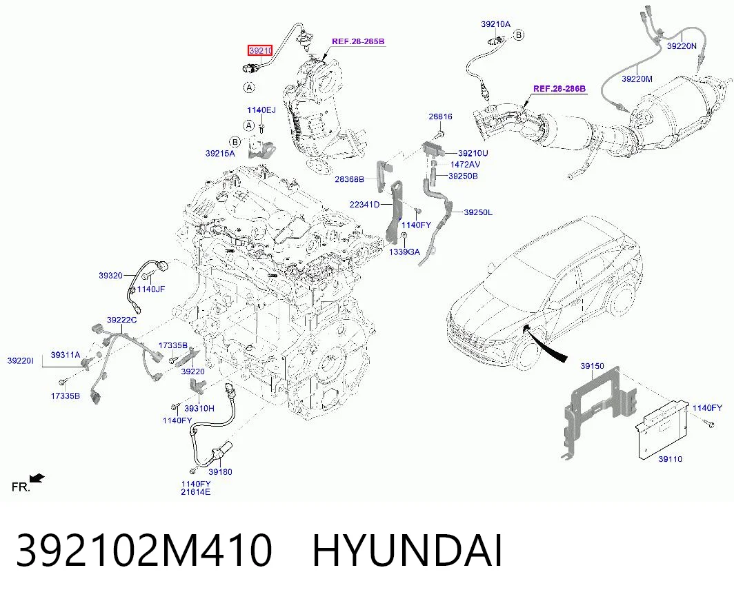 392102M410 Hyundai/Kia Лямбдазонд, датчик кисню до каталізатора