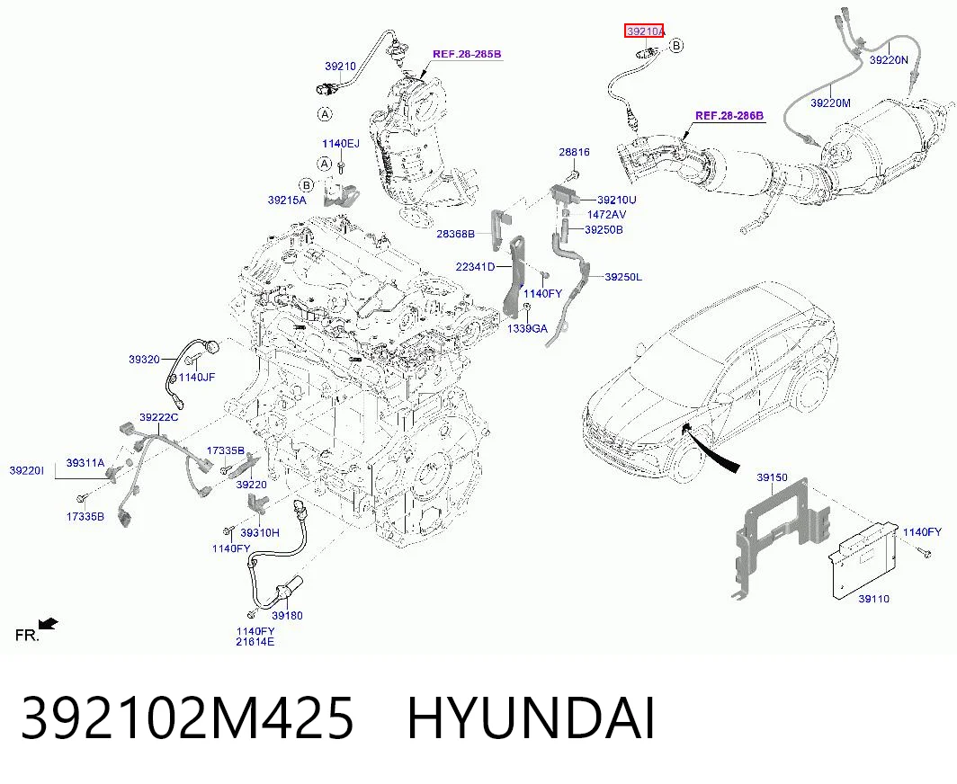 392102M425 Hyundai/Kia Лямбда зонд після каталізатора
