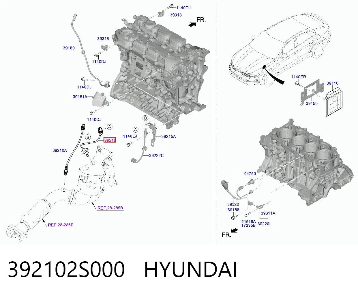 392102S000 Hyundai/Kia Лямбдазонд, датчик кисню до каталізатора