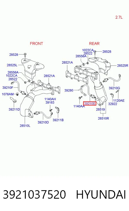 3921037520 Hyundai/Kia Лямбда зонд після каталізатора, правий