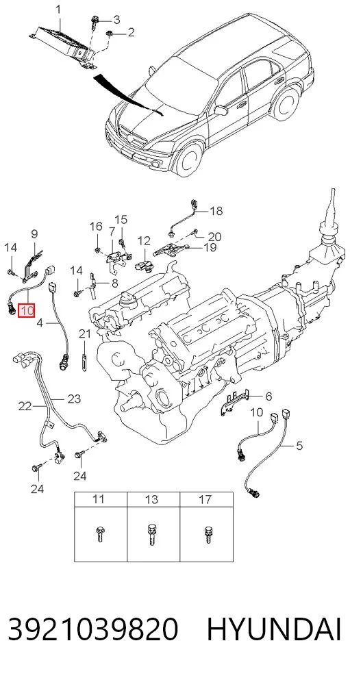 3921039820 Hyundai/Kia Лямбда зонд після каталізатора