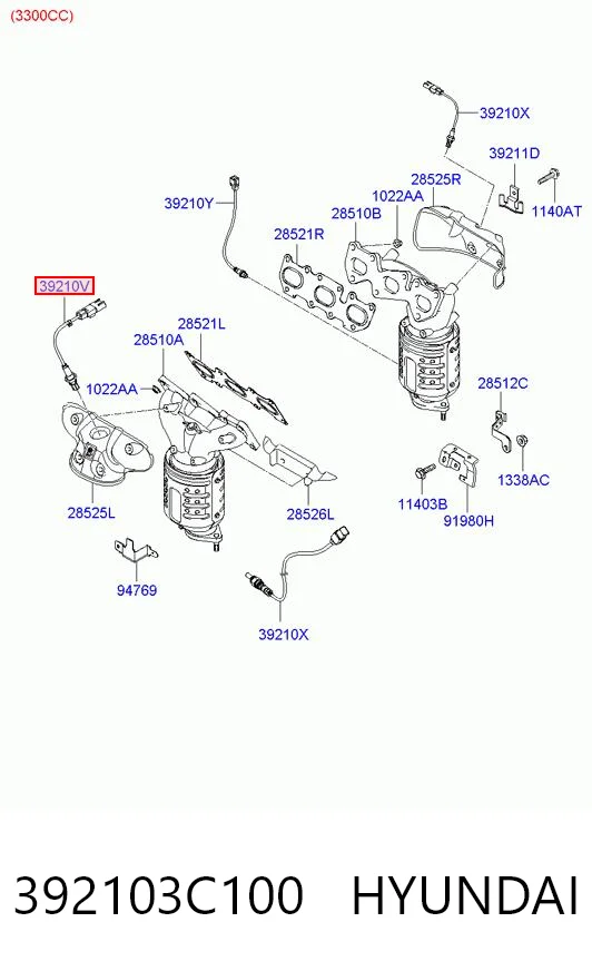 392103C100 Hyundai/Kia Лямбдазонд, датчик кисню до каталізатора