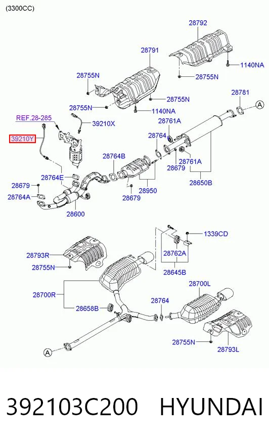 392103C200 Hyundai/Kia Лямбда зонд після каталізатора, правий