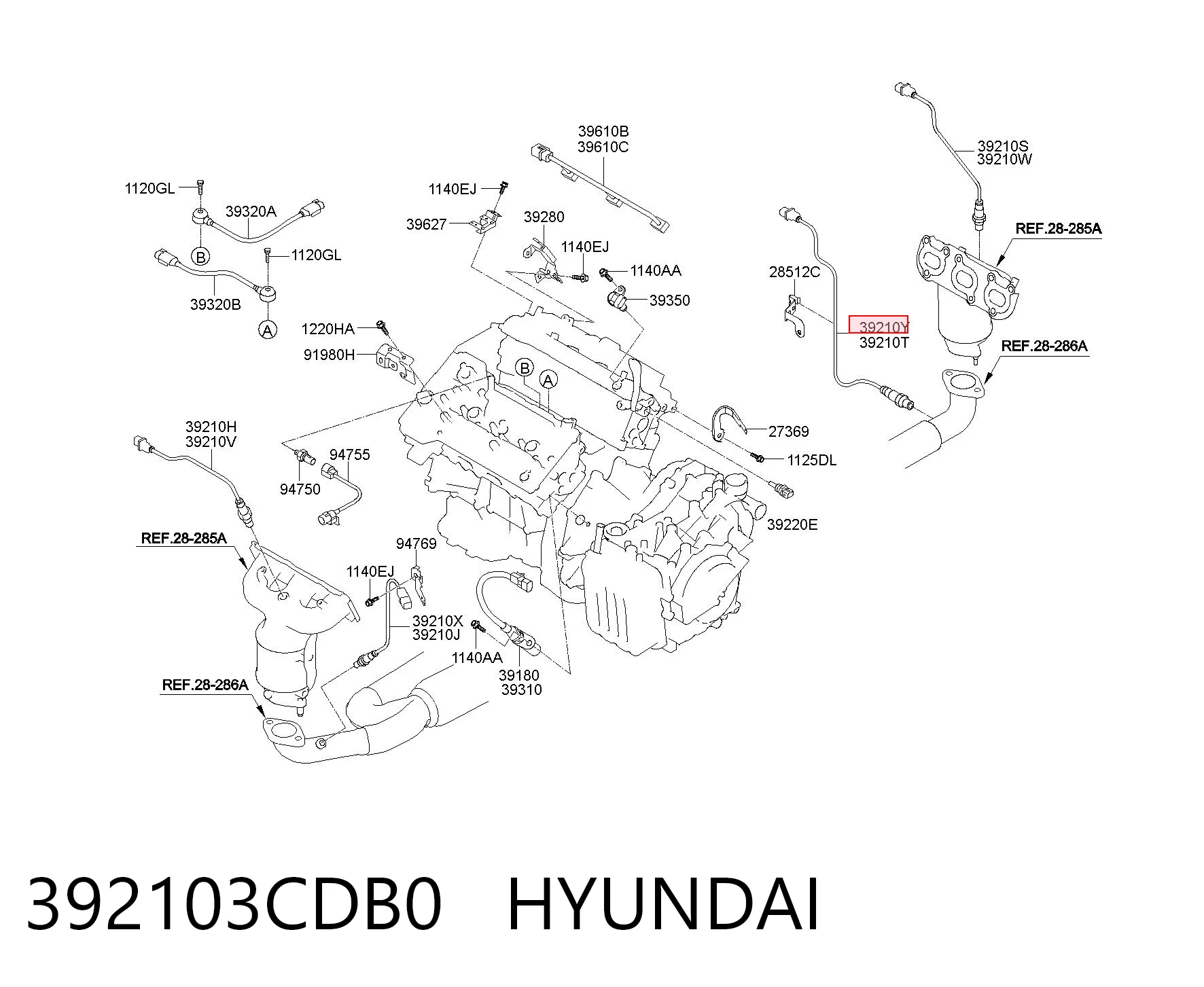 392103CDB0 Hyundai/Kia Лямбда зонд після каталізатора, правий