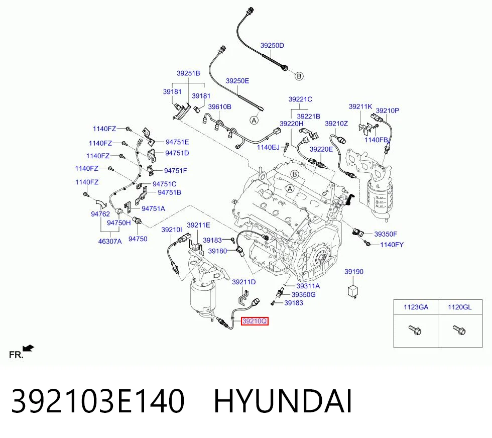 392103E140 Hyundai/Kia Лямбда-зонд, датчик кисню після каталізатора, лівий