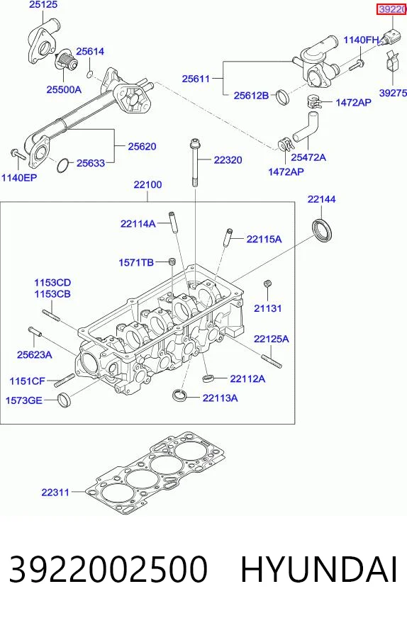 3922002500 Hyundai/Kia Покажчик температури охолоджуючої рідини