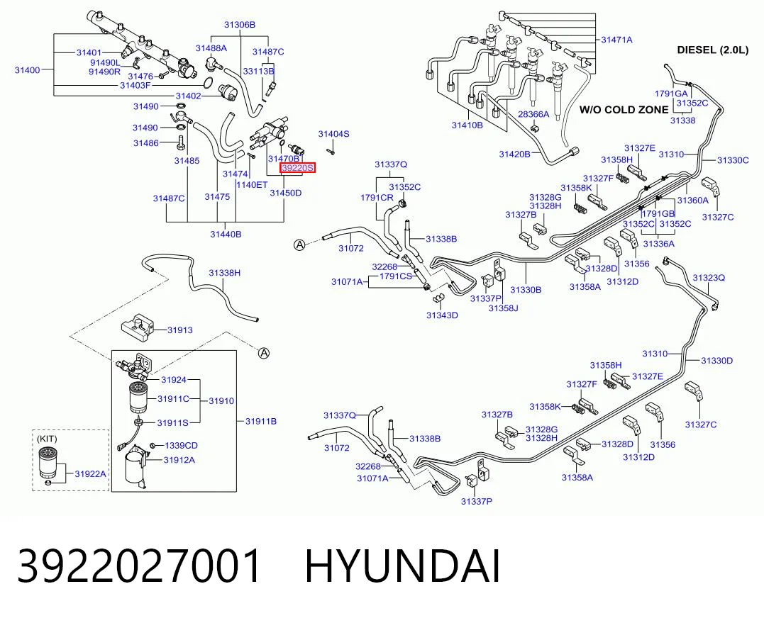 3922027001 Hyundai/Kia датчик ТНВТ
