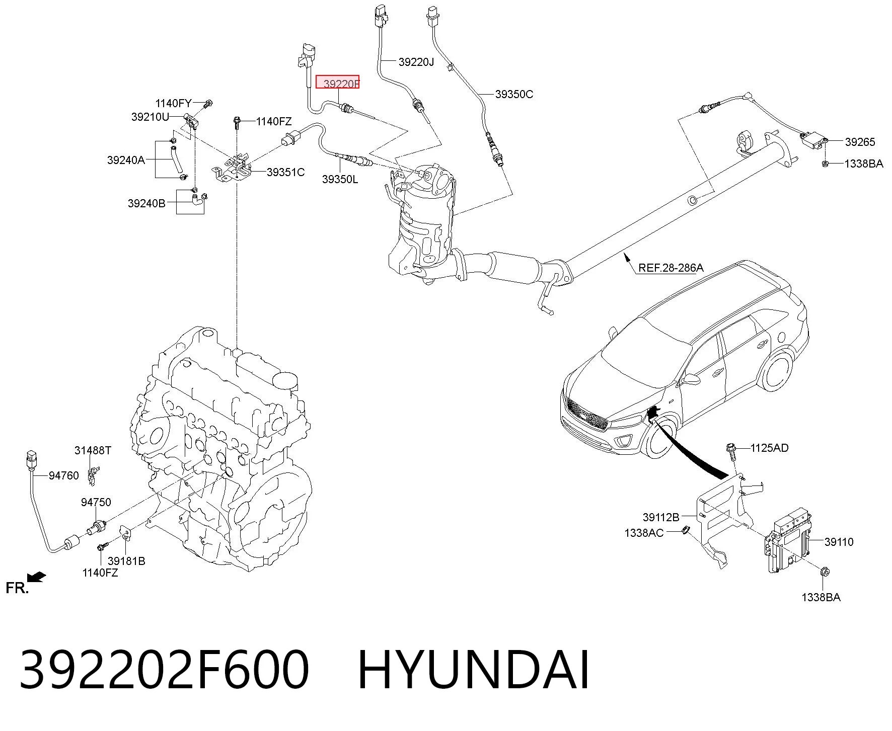 392202F600 Hyundai/Kia Датчик температури відпрацьованих газів (ВГ), фільтр сажі