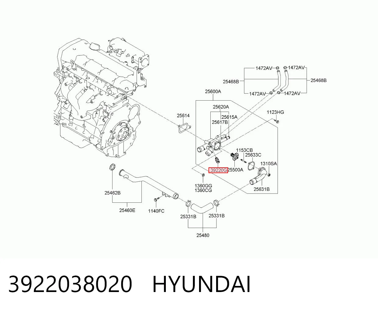 3922038020 Hyundai/Kia Покажчик температури охолоджуючої рідини