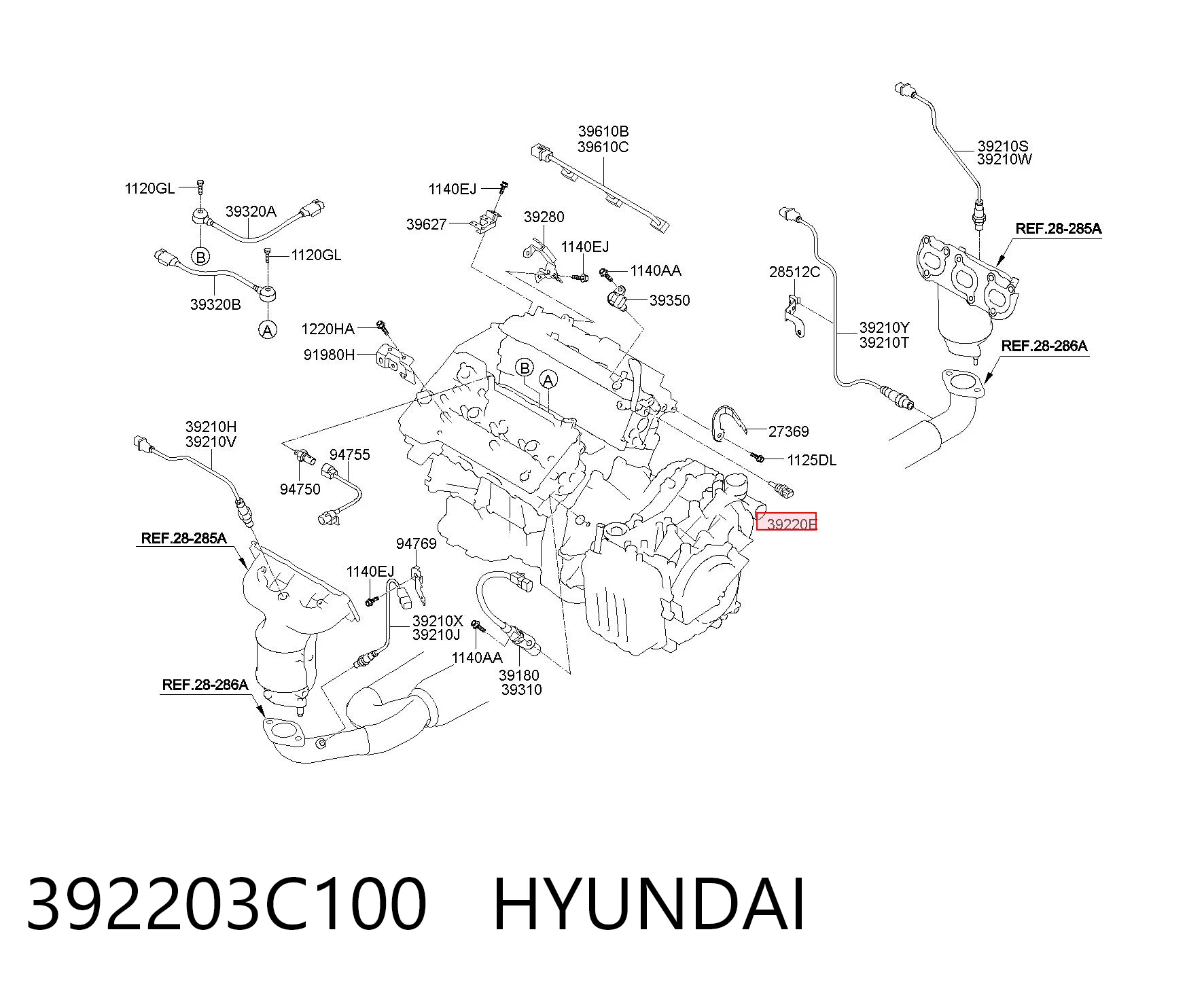 392203C100 Hyundai/Kia Датчик температури масла двигуна