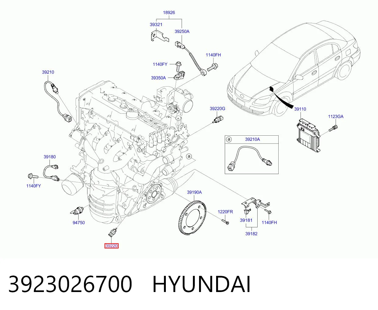 3923026700 Hyundai/Kia Покажчик температури охолоджуючої рідини