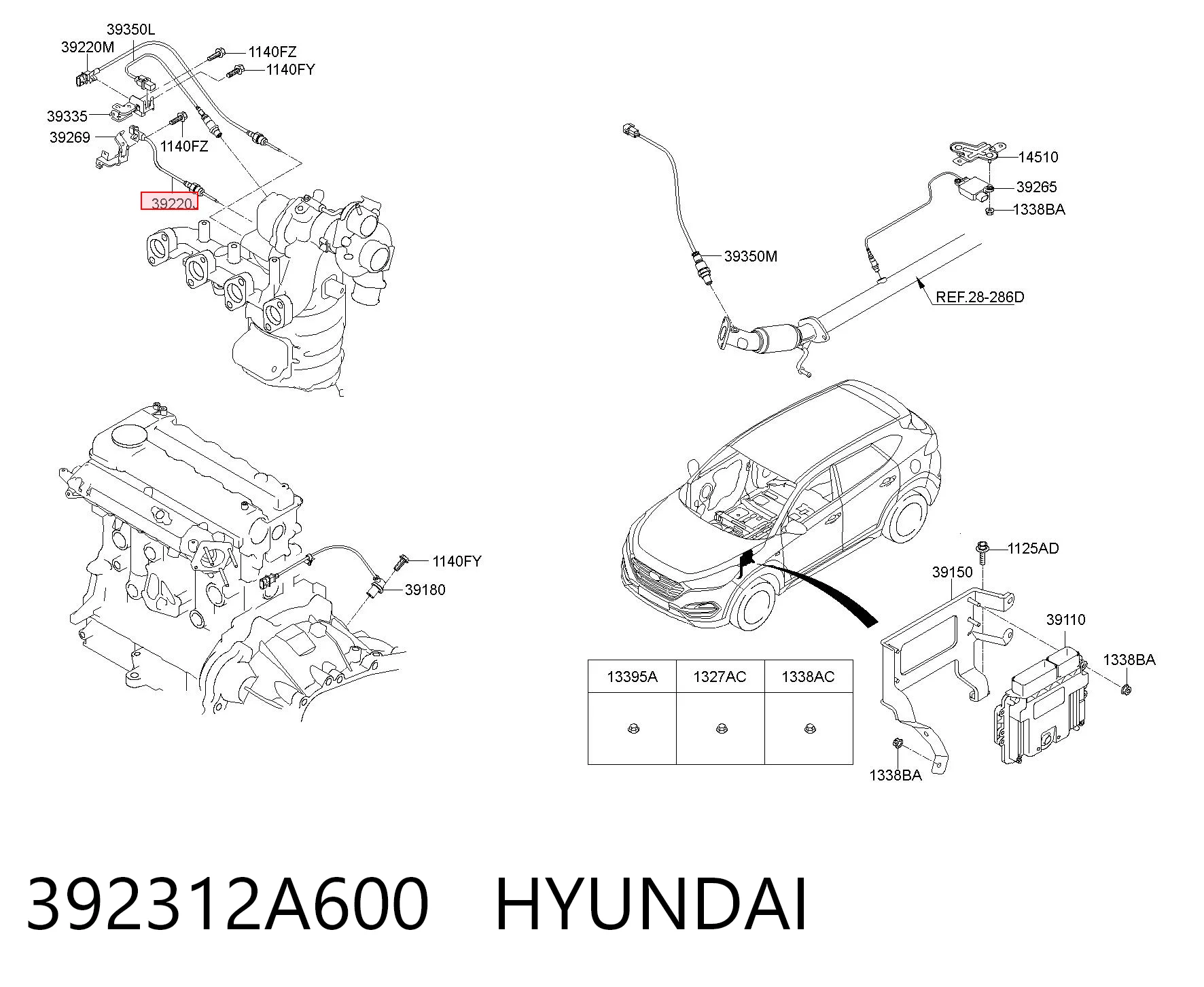 392312A600 Hyundai/Kia Датчик температури відпрацьованих газів (ВГ), перед турбіною
