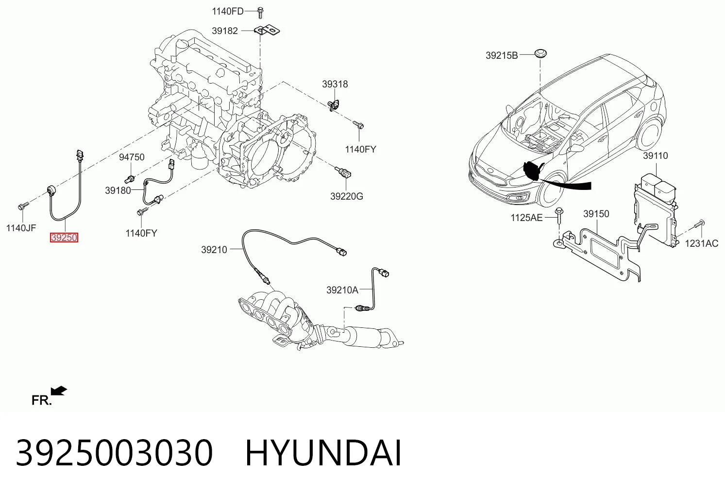 3925003030 Hyundai/Kia Датчик детонації