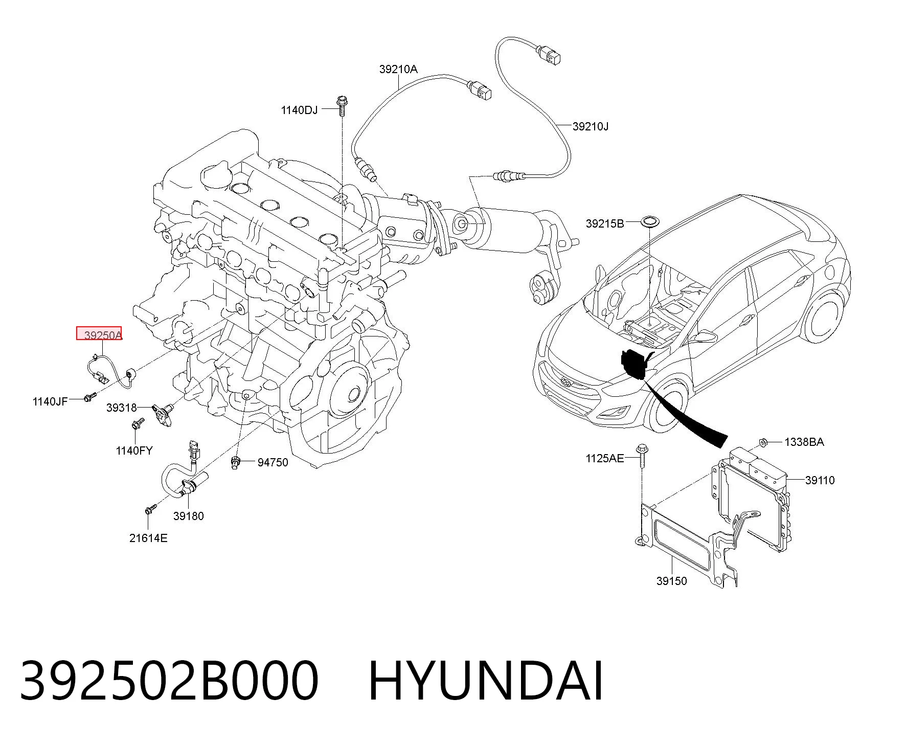 392502B000 Hyundai/Kia Датчик детонації