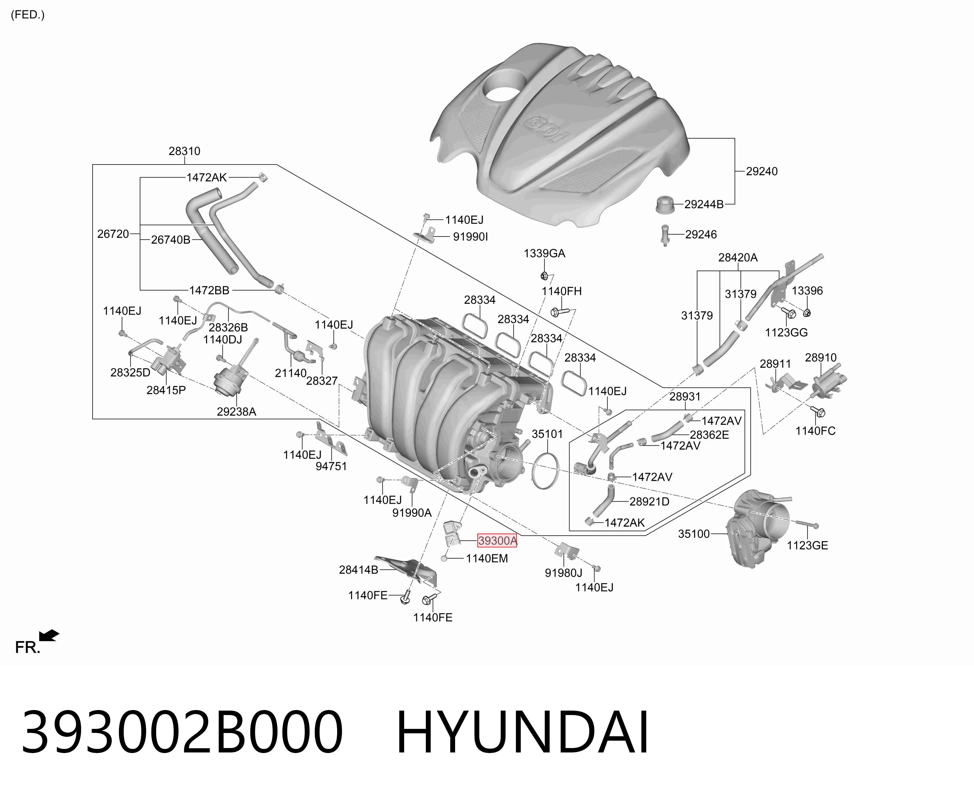 393002B000 Hyundai/Kia Датчик наддува