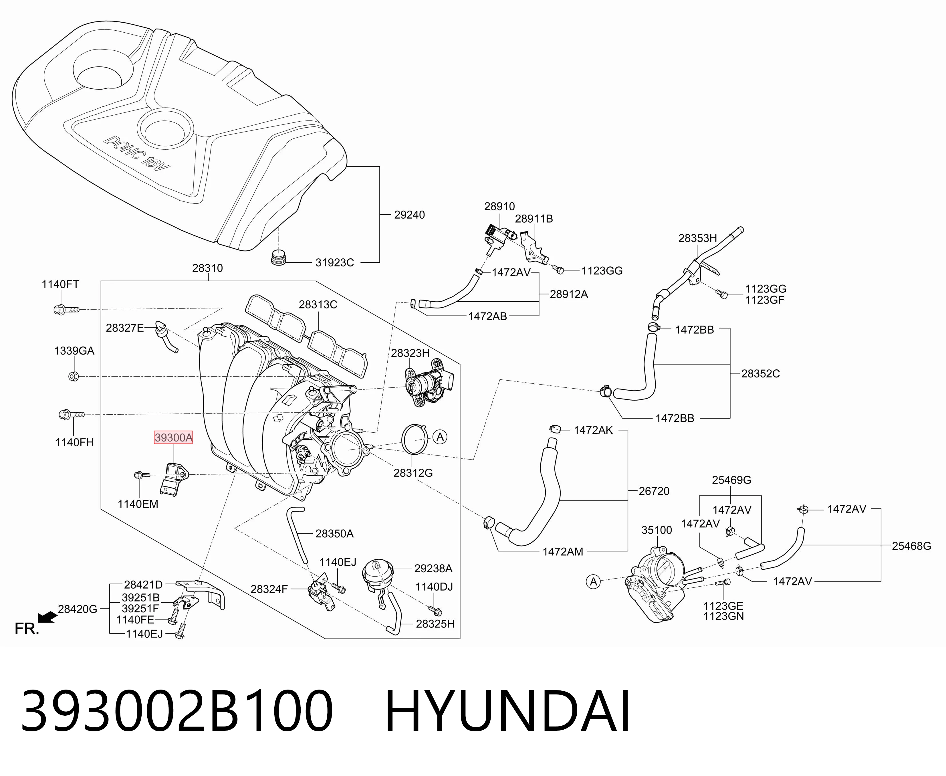 393002B100 Hyundai/Kia Датчик наддува