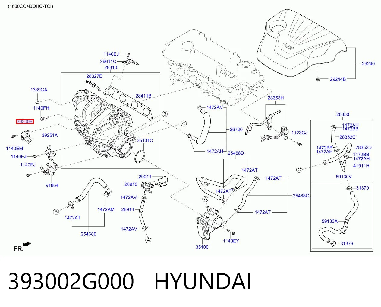 393002G000 Hyundai/Kia Датчик тиску наддуву турбіни