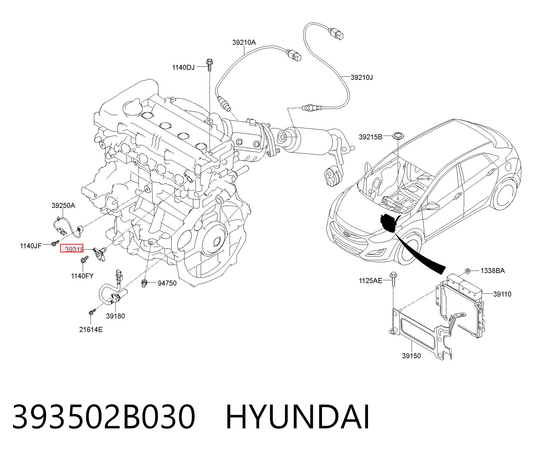 393502B030 Hyundai/Kia Датчик розподільного вала