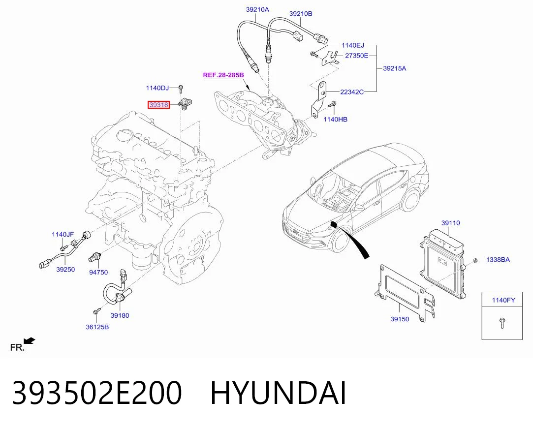 393502E200 Hyundai/Kia Датчик розподільного вала