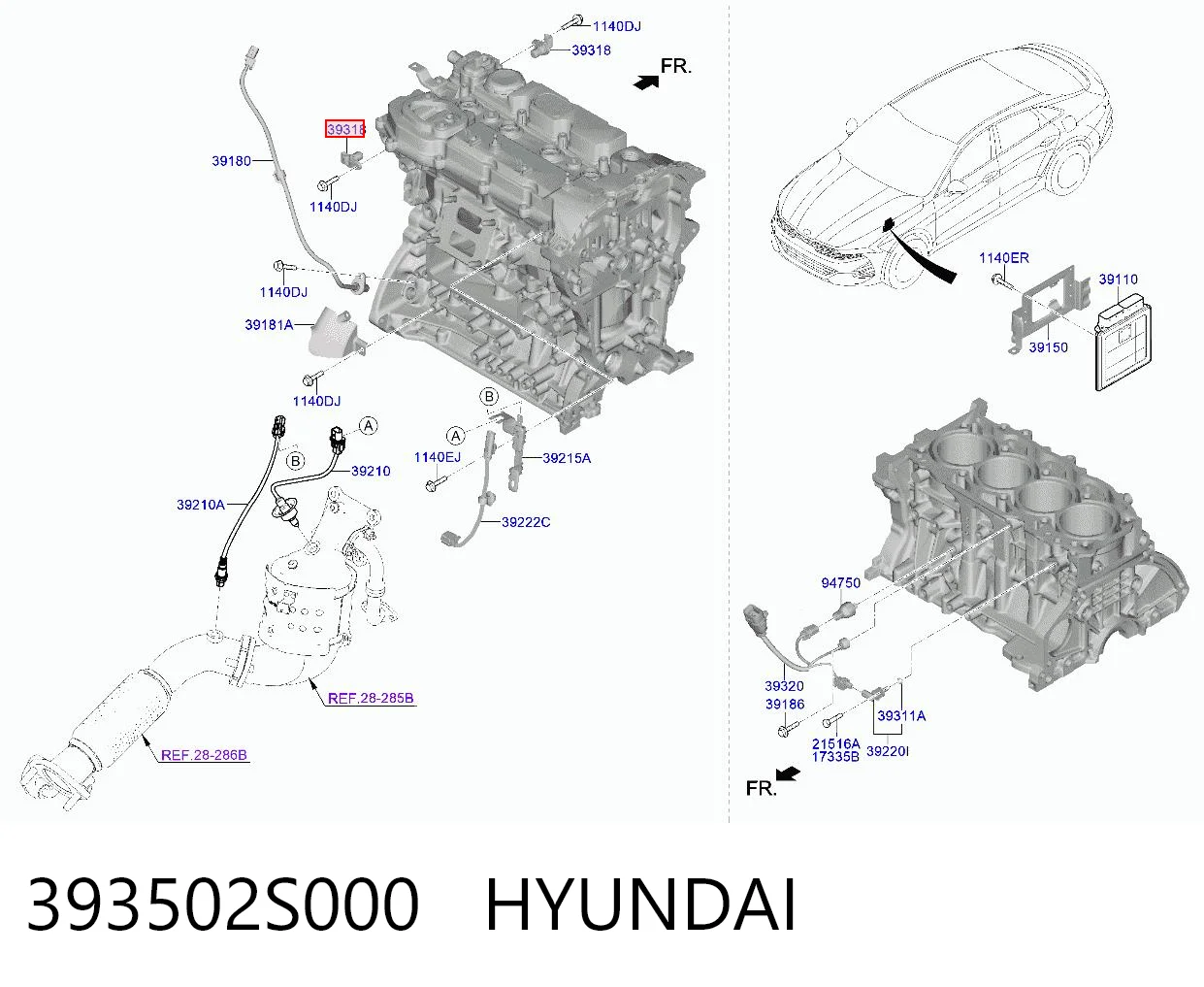 393502S000 Hyundai/Kia Датчик розподільного вала