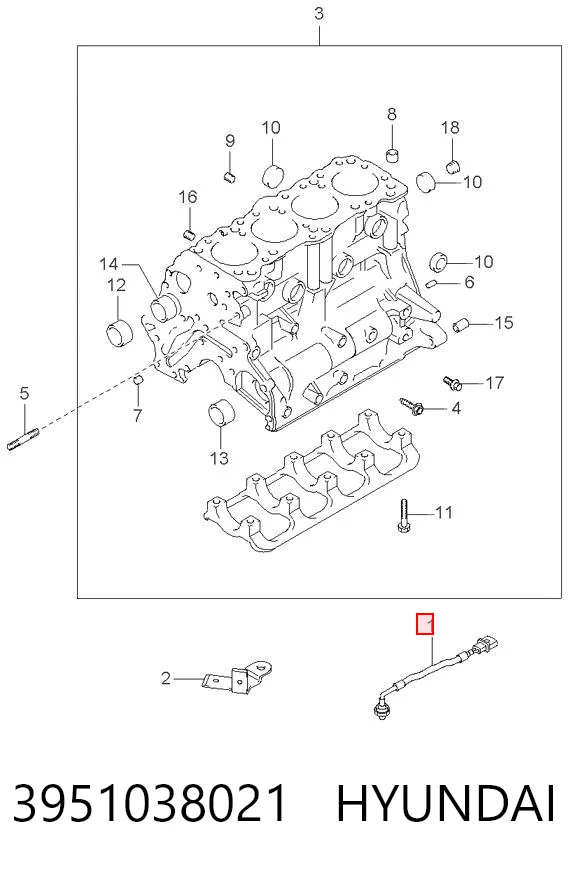 3951038021 Hyundai/Kia Датчик детонації
