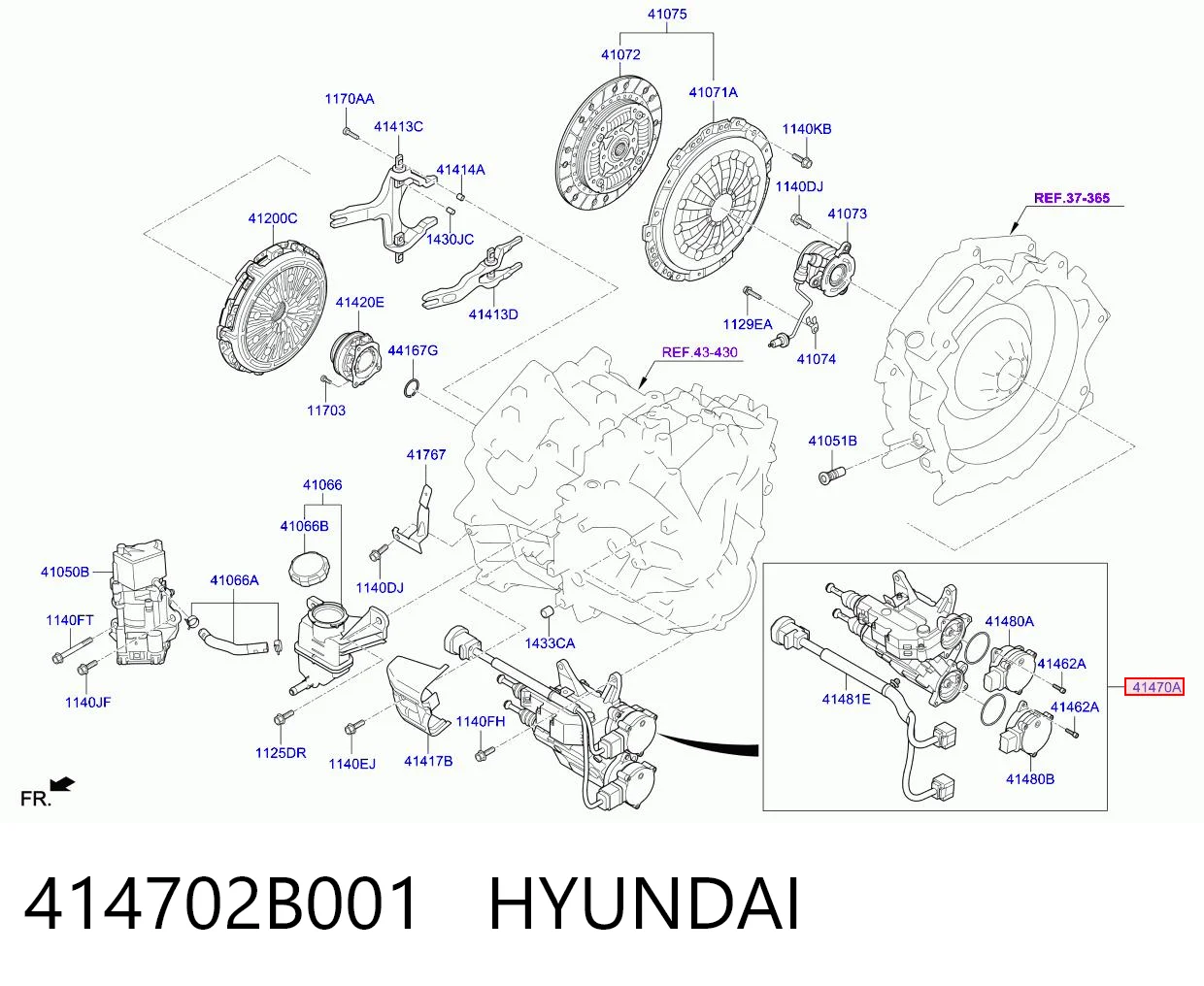 414702B001 Hyundai/Kia Механізм вибору передач / привід перемикання