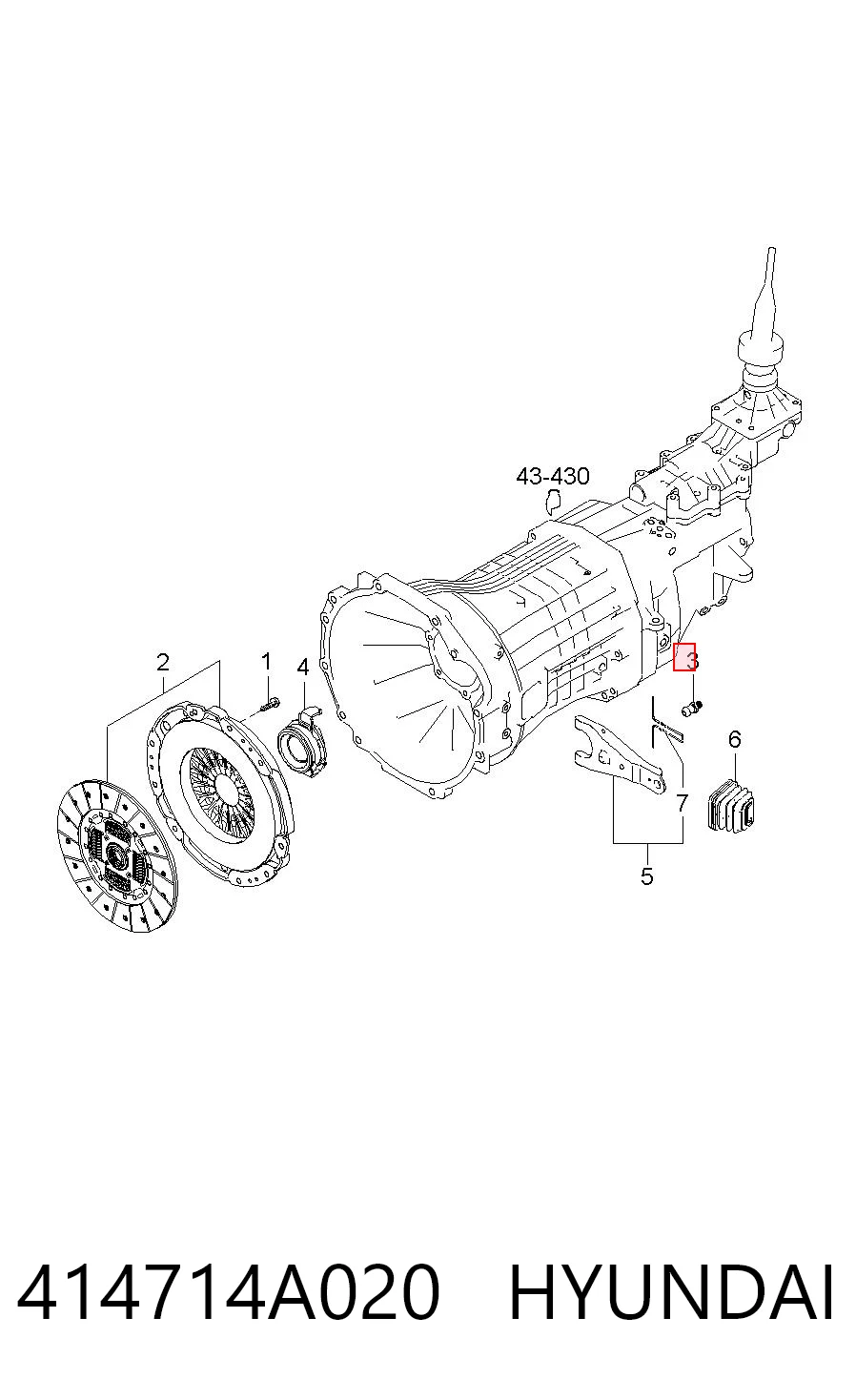 414714A020 Hyundai/Kia Вісь вилки зчеплення