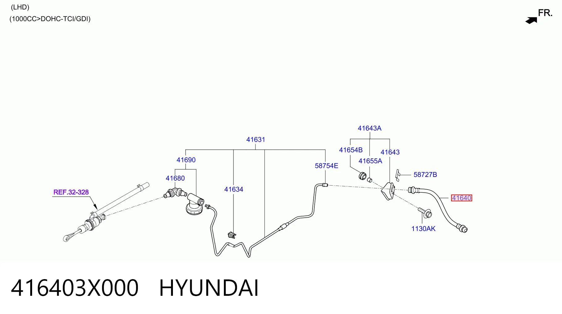 416403X000 Hyundai/Kia Трубка гідроприводу зчеплення