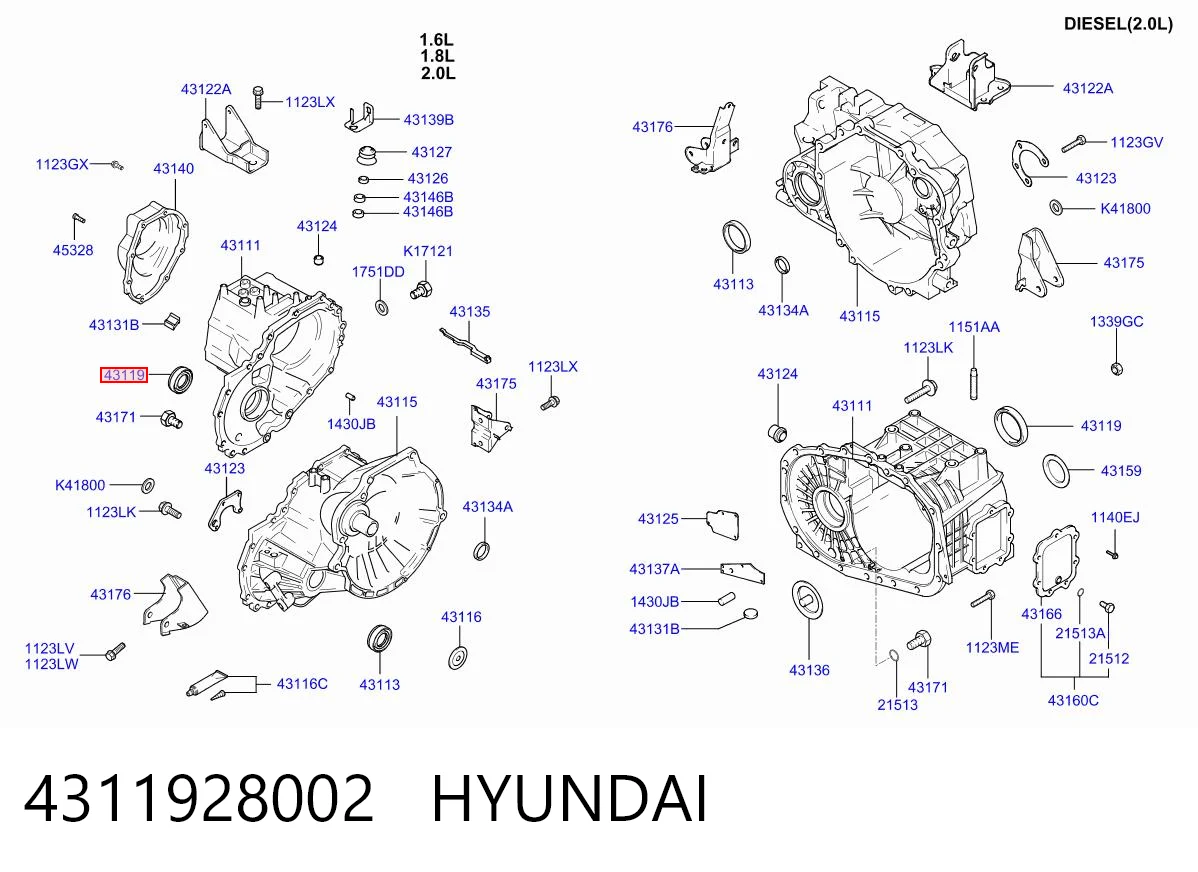 4311928002 Hyundai/Kia Сальник переднього моста