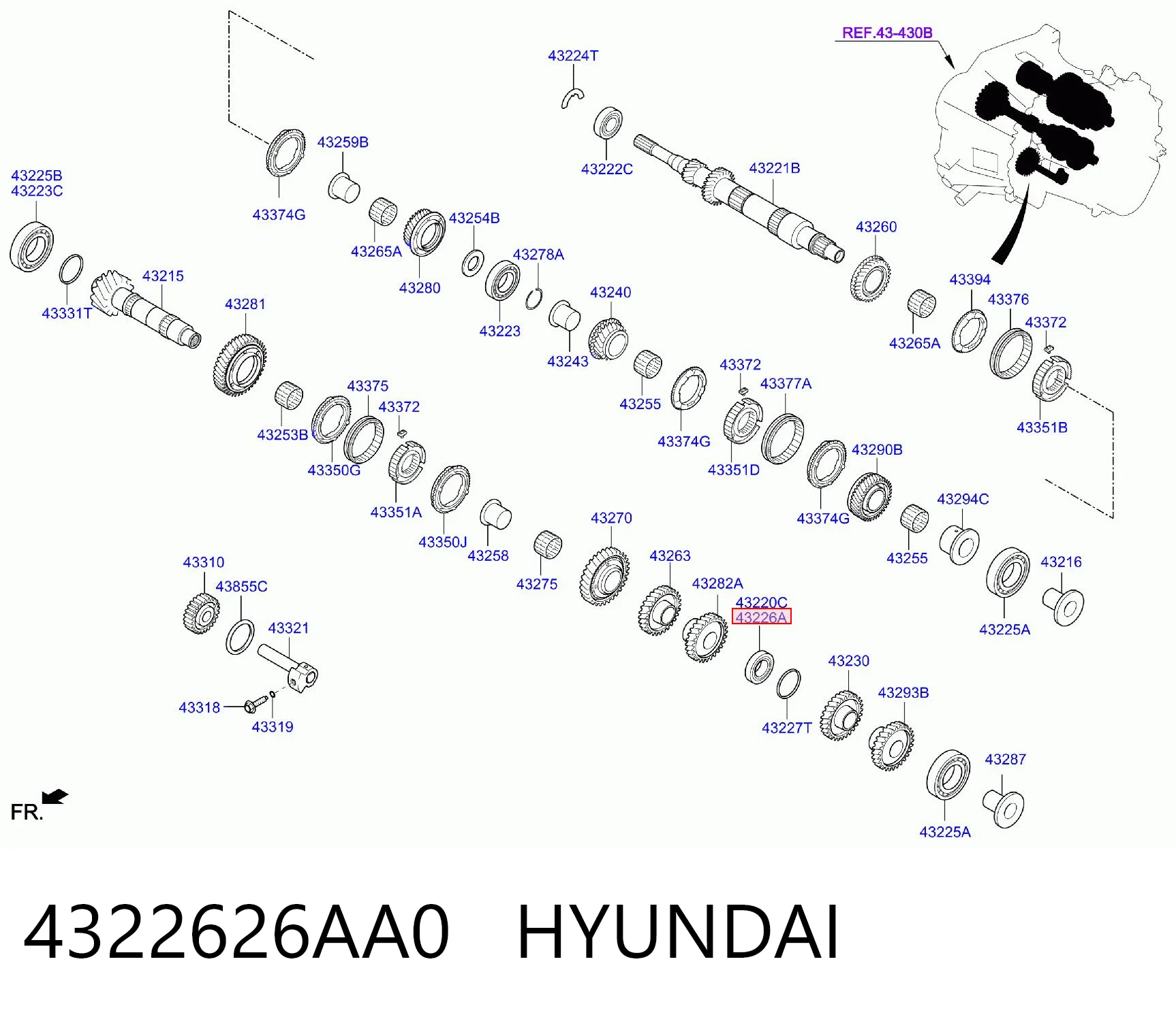 4322626AA0 Hyundai/Kia Підшипник головного вала МКПП