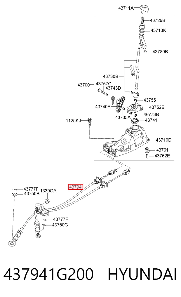  Трос перемикання передач Hyundai Accent 3