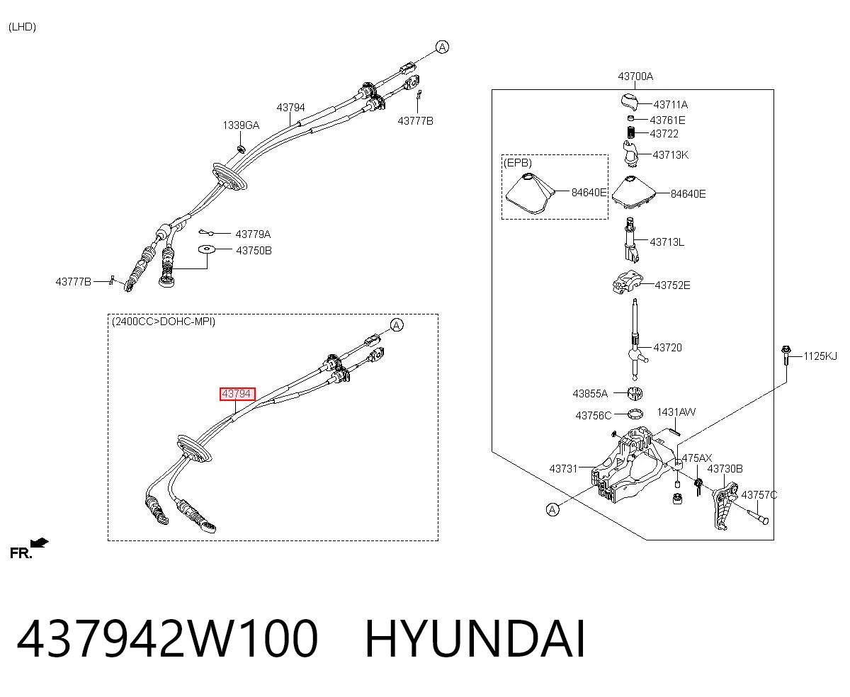 Трос коробки передач на Hyundai Santa Fe III DM