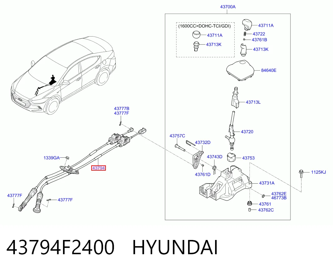 Трос перемикання передач Hyundai Elantra 6 AD