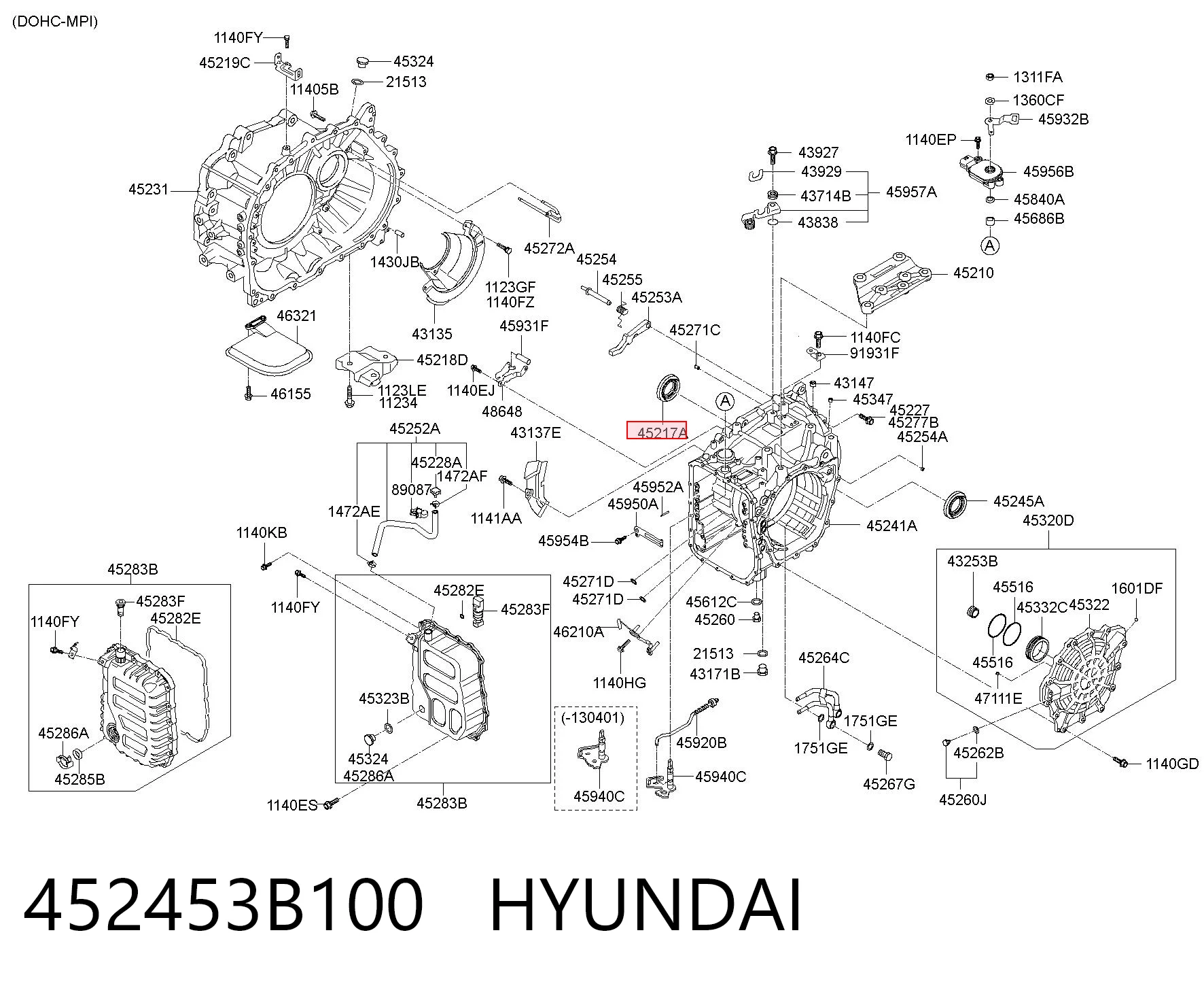 452453B100 Hyundai/Kia Сальник півосі переднього моста, правої