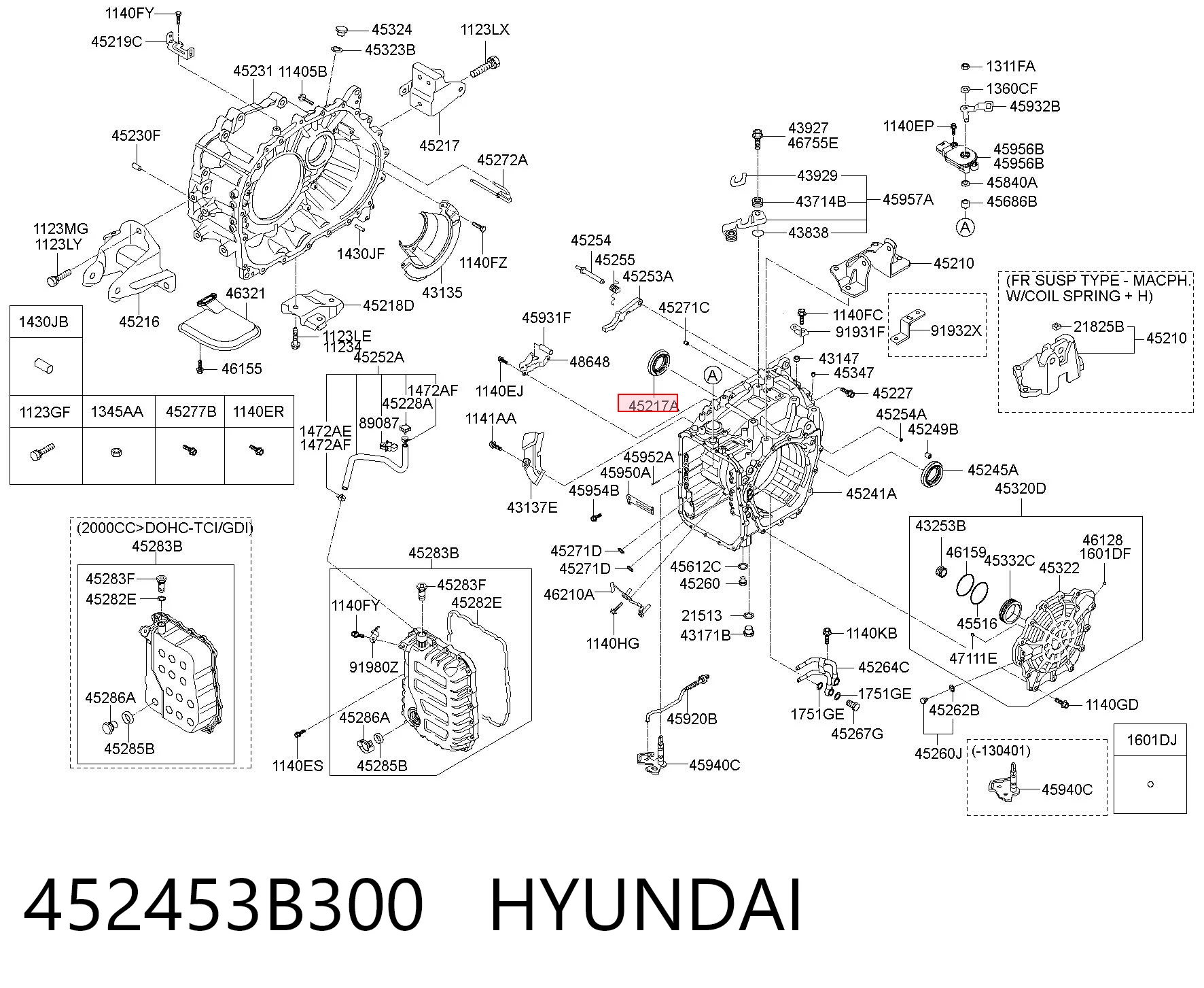 452453B300 Hyundai/Kia Сальник півосі переднього моста, правої