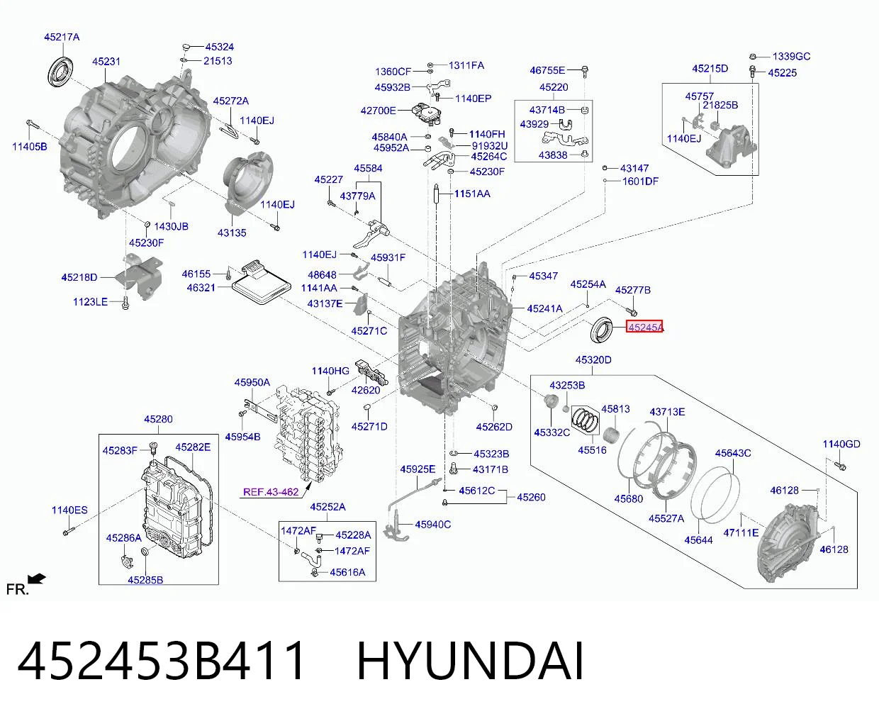 452453B411 Hyundai/Kia Сальник піввісі переднього моста, лівої