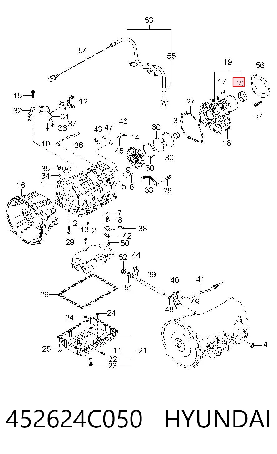 452624C050 Hyundai/Kia Сальник АКПП/КПП, вихідного/вторинного валу