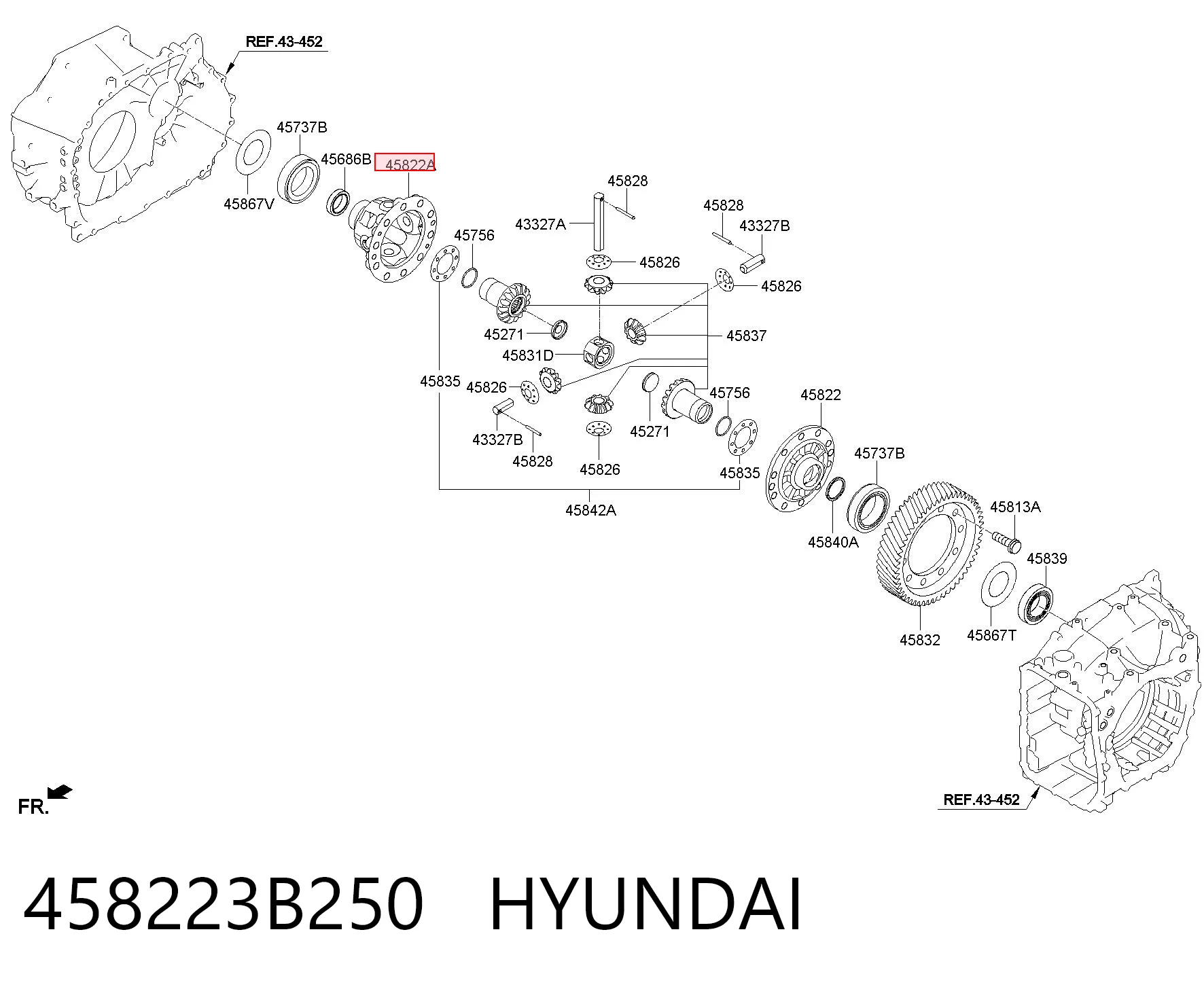 458223B250 Hyundai/Kia Корпус диференціала переднього моста
