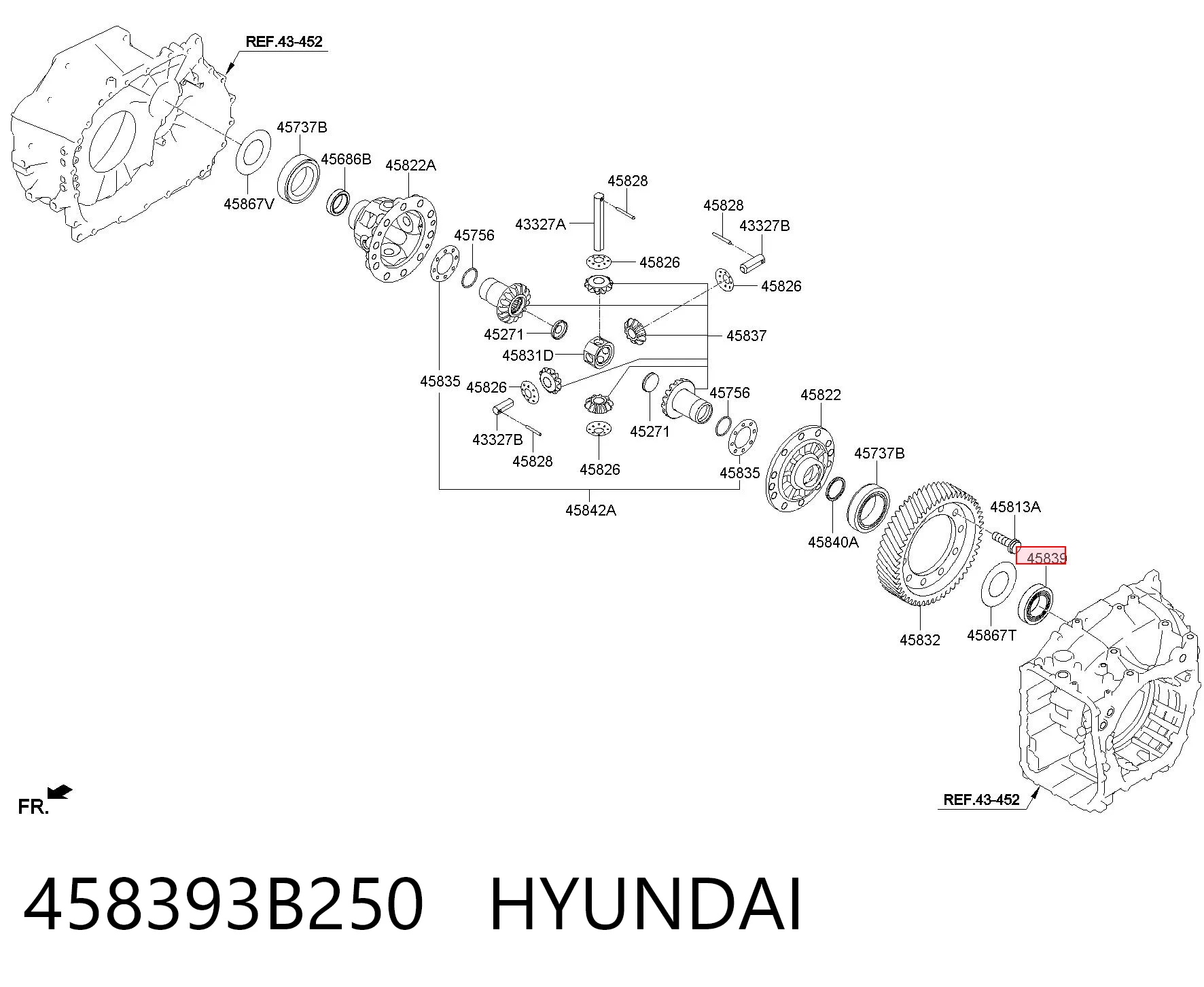 458393B250 Hyundai/Kia Підшипник диференціалу переднього моста