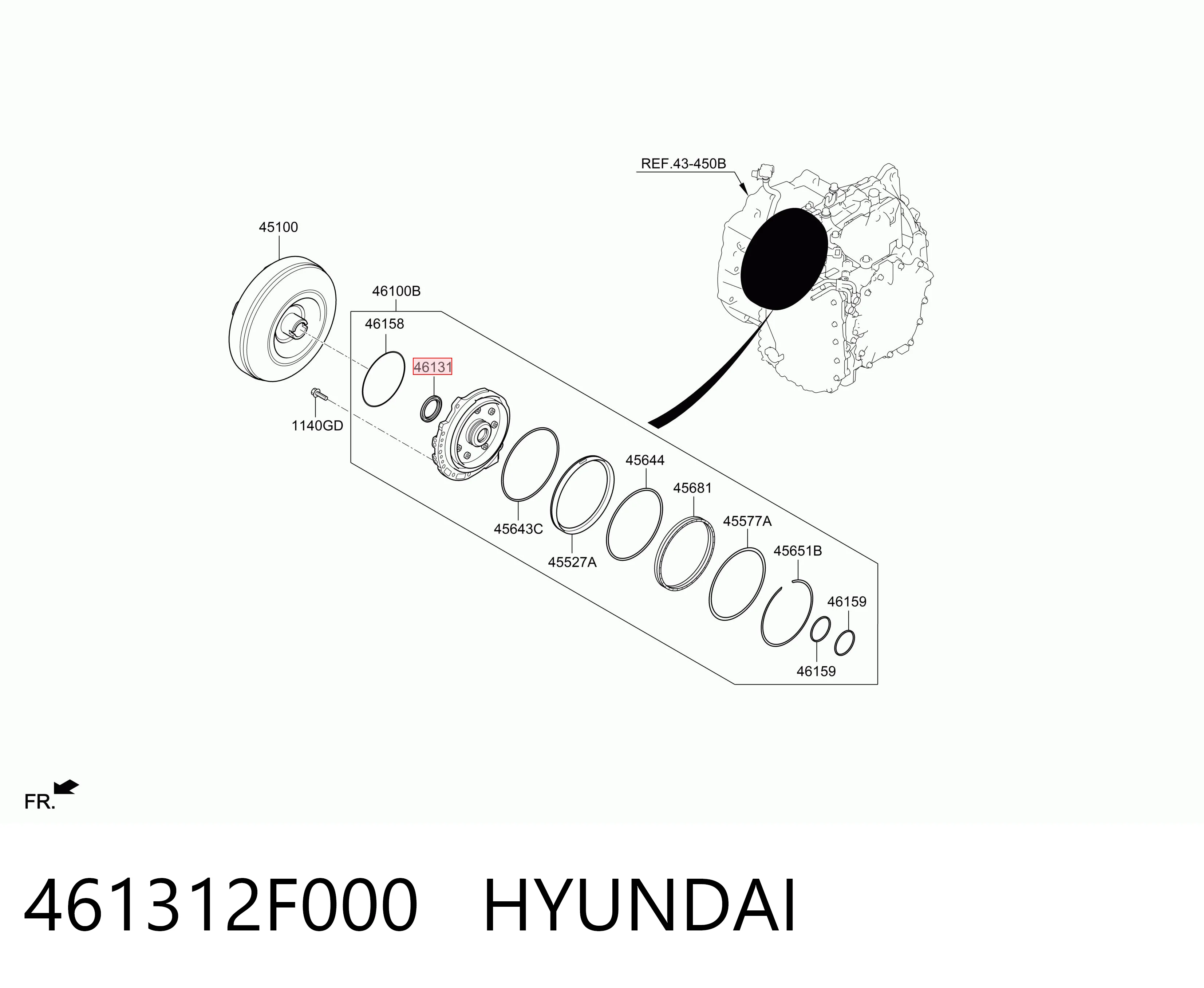 461312F000 Hyundai/Kia Сальник масляного насоса АКПП