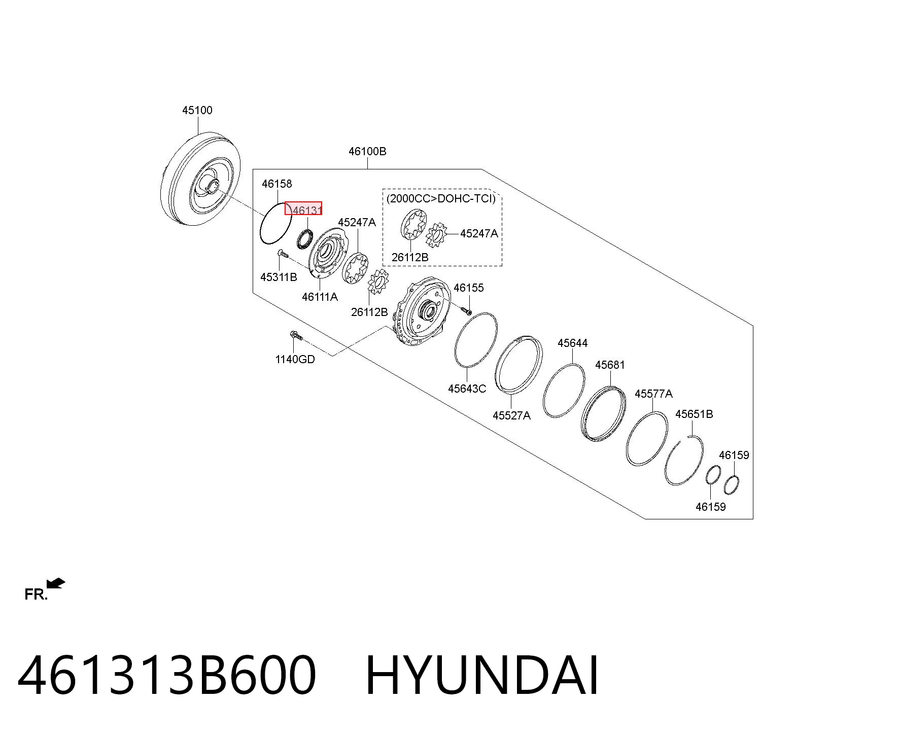 461313B600 Hyundai/Kia Сальник масляного насоса АКПП
