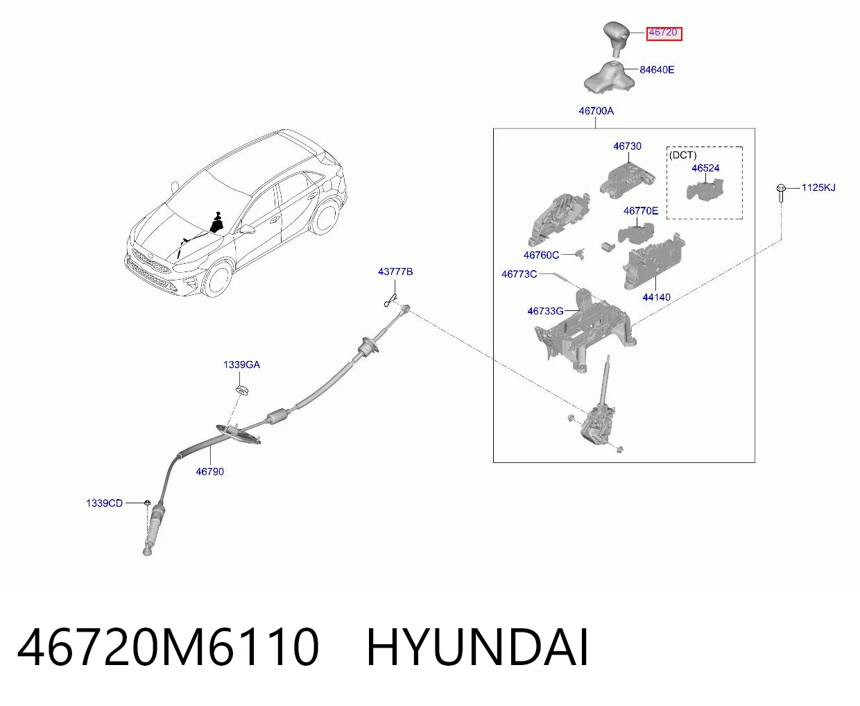 46720M6110 Hyundai/Kia Ручка важеля коробки передач